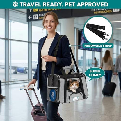 PetAmi Airline Approved Pet Carrier for Cats & Small Dogs, Small Light Gray