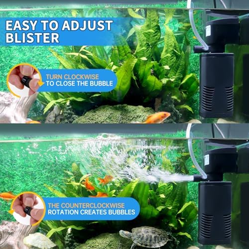 coospider-repta Fish Tank Filter for 15-40 Gallon Tank, 160 GPH Crystal Clear Powerful Internal Aquarium Filters Submersible Pump& Filter System for Fish Tank & Turtle Tank