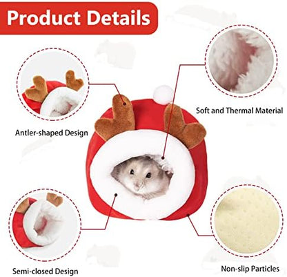 WishLotus Hamster Bed, Mini Soft and Warm Hamster House Cute Non-Slip Hamster Sleeping nest Small Animals Bedding House for Dwarf Hamsters, Mini Hedgehogs and Small Pets (red)