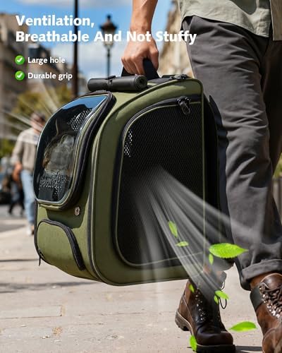 Pecute Cat Backpack Carrier,Large Space Cat Bubble Backpack,Ergonomic,Green