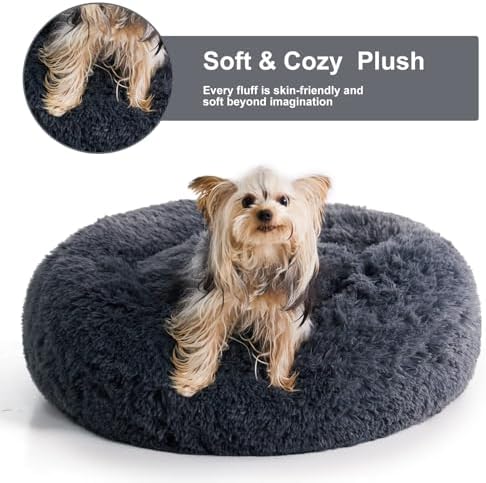 WNPETHOME Medium Round Calming Dog Bed Cat Bed for Comfy Sleep