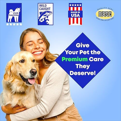 Wild-Caught Alaskan Salmon & Pollock Oil for Dogs – Omega-3 for Itchy Skin, Shedding, Allergies & Joint Support – NASC Certified – 16oz Liquid Food Topper | Club Hachiko