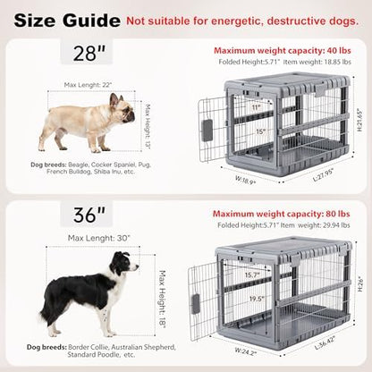 ZOMISIA 36" L Collapsible Dog Crate for Dogs, Heavy Duty Dog Kennel Indoor