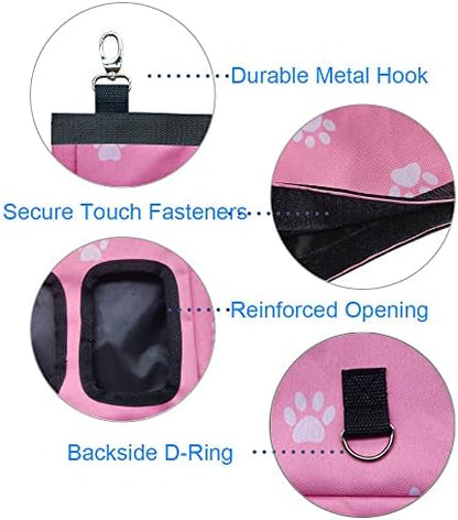 RIOUSSI Guinea Pig Hay Feeder, Hanging Rabbit Hay Feeder Bag. Pink Paws