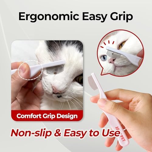 JAYU PET Facial Grooming Comb - Dog Eye Combs, Stress-free Tear Stain Remover for Dogs & Cats, Pet Facial Brush, Cat Grooming Kit, Stainless Steel Deshedding Comb (2ea)