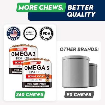 Omega 3 for Dogs - Fish Oil Skin & Coat Supplement, Itch & Allergy Support