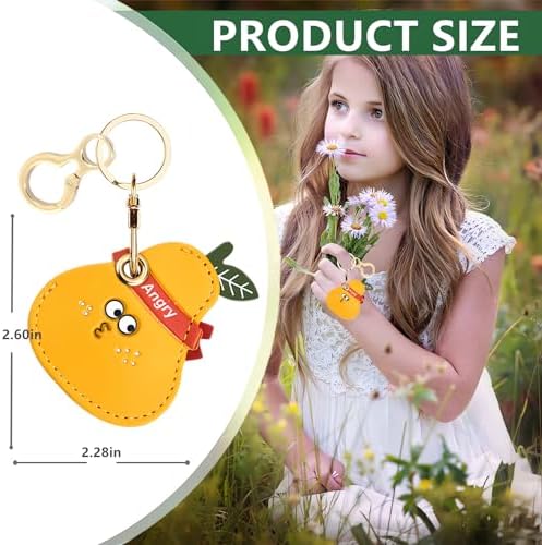 BORKUANA PU Leather Keychain Holder Protective Case Compatible with AirTag