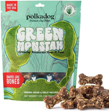 Polkadog Green Monstah Bone Shaped Dog Treats, Limited Ingredient, 7oz