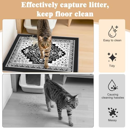 Bienbee Cat Litter Mat, 2 Pack 33" x 22" Machine Washable for Litter Boxes