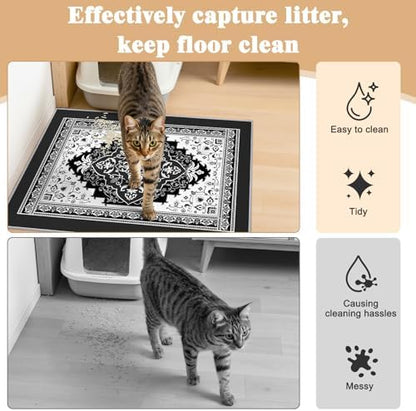 Bienbee Cat Litter Mat, 2 Pack 33" x 22" Machine Washable for Litter Boxes