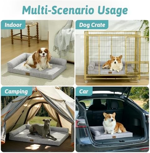 COZY KISS Cooling Dog Bed, Q-Max >0.4 Orthopedic Foam Dog Bed with Sides