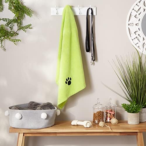 Bone Dry Pet Grooming Microfiber Towel, Embroidered Collection, X-Large,41x23.5, Lettuce Green (Pack of 2)