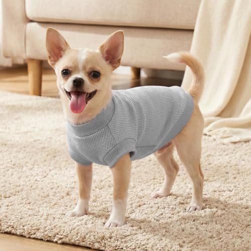 1 Pack Dog Shirt for Small Supplies Functional Waffle Dog Clothes Warm Soft Sweatshirt Outfit for Dogs Cats Pet Apparel
