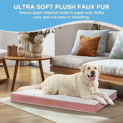 Sunheir Extra Large Orthopedic Dog Bed, Jumbo Waterproof Pet Bed Mat, Pink