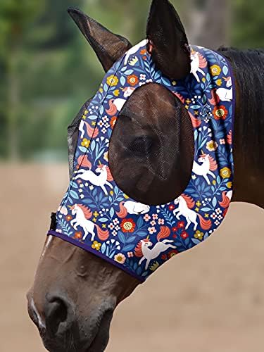 Mask Tech 5 Pieces Horse Fly Masks with Ears, Stretchy Elastic Mesh Fly Masks, 3D Eye Clearance, UV Protection-Large,Combo 20