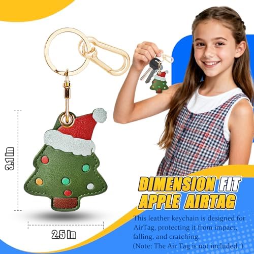 Leather Keychain Holder Case for AirTag, Cute Protective Cover for Apple Airtag KeyChain, GPS Tracker Item Finder