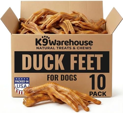 K9warehouse Duck Feet for Dogs – High Protein Dehydrated Dog Treats, Natural Crunchy Chews with Collagen, Glucosamine & Chondroitin for Joint & Hip Health, Dental Care, Small to Large Breeds (10 pcs)