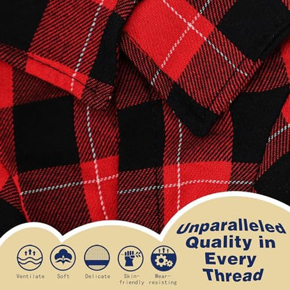 Paiaite Plaid Dog Shirt: Classic Checkered Style in Pure Cotton for Large, Medium, and Small Breeds, Comfort, Breathability, and Elegance. Perfect for Everyday Wear, and Photoshoots Red XS