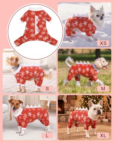 CuteBone Dinosaur Costume Halloween Christmas Dog Pajamas, Stretchy Spandex Crystal Velvet Sleepwear Coat for Small Dogs, Soft & Warm Pet Outfit Clothes for Cold Weather, Cozy Pullover Design COSP29M