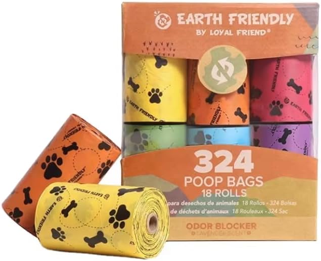 Biodegradable Eco Friendly 15μm thickness Pet Waste lavender scented Poop Bags for Dogs 18 rolls (324 bags)