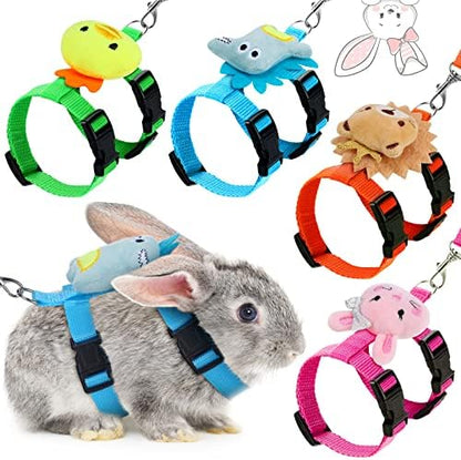 Tondiamo 4 Pcs Adjustable Bunny Harness and Leash Set for Small Pet,Animal