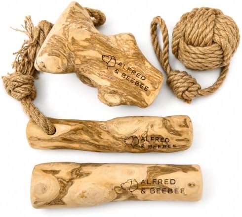 Natural Coffee Wood Slow Chew Dog Toys, 4 Pack, L-XL