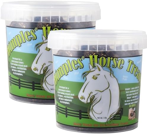 Dimples Horse Treats with Pill Dimples - Pack of Two 3lb Tubs (6lbs Total) of USA-Made Horse Cookies with Beet Pulp - Tasty, Healthy, & Organic Treats - Equine Pill Dimples for Meds