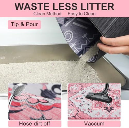 BEAUTYZOO Cat Litter Mat, 28" x 36" Large Litter Trapping Mat, Waterproof