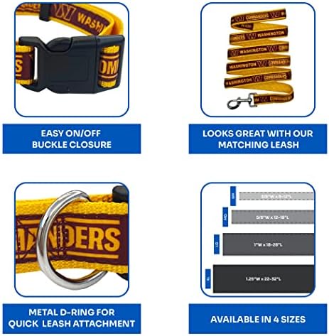 Pets First NFL Washington Commanders Dog & Cat Collar, Small Football Team Collar, Shiny & Colorful, Licensed by The NFL, Team Color (WAC-3588-SM)