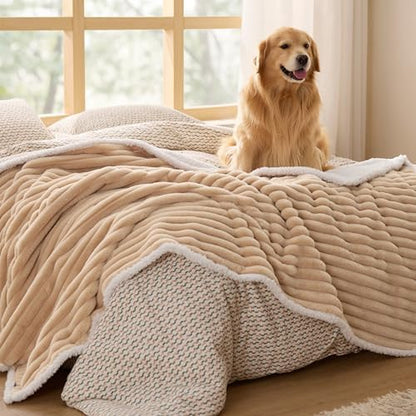 Bedsure ComfyFleece™ Waterproof Blanket for Bed, Twin（60"x80"） Tuscan Beige
