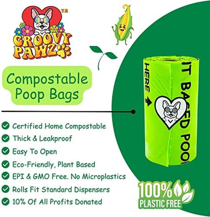 Certified Compostable Dog Poop Bags, 240 Count, Plant Based, Eco Friendly, Extra Strong, Leakproof, No Odor, Pet Supplies