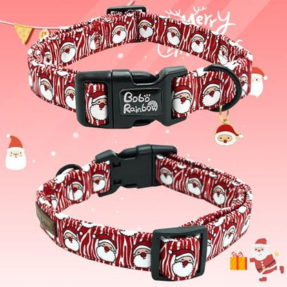 Dog Collars - Adjustable, Soft, Durable Santa Claus Print Collar for Medium Dogs