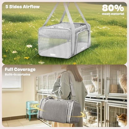 Top and 2 Sides Expandable Cat Carrier 18x13.5x9.5 TSA Airline Approved