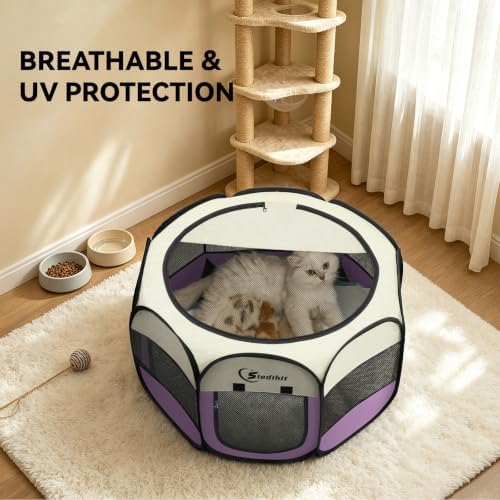 Siedihit Dog Cat Playpen Puppy Pet Crate Tent Cage (Light Purple,Small)