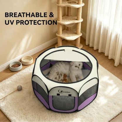 Siedihit Dog Cat Playpen Puppy Pet Crate Tent Cage (Light Purple,Small)