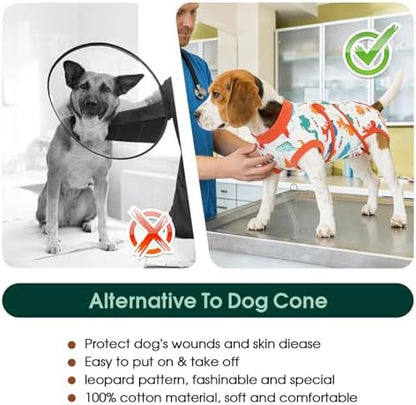 Kuoser Dog Surgery Recovery Suit, Soft Breathable Dog Recovery Suit for Female Spay Male Nueuter, Anti Licking Puppy Onesie Pet Surgical Suit for Dogs Abdominal Wounds Skin Disease, Dinosaur XL