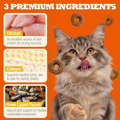 9 oz Collagen Treats for Cats Hip Joint Support with Glucosamine