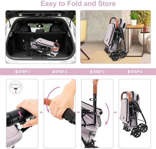 Double Pet Stroller for 2 Dogs & Cats, Double-Decker, Pink