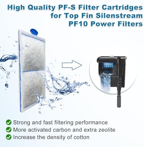 driamor 6 Pack PF-S Filter Cartridges Compatible with PF10 Power Filters, Small Fish Tank Filters Cartridge Replacement with Zeolite