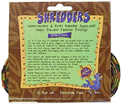 Planet Pleasures Rainbow Shredders Straight Ribbon Bird Toy, 30' L by 1" W