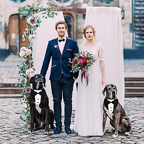 GOYOSWA Dog Tuxedo Suit Wedding Bandana Collar with Bow Tie, Adjustable Formal Dog Tux, Engagement Birthday Tuxedo for Small Medium Large Dogs Pets (Small: Neck 12.5”-21”)