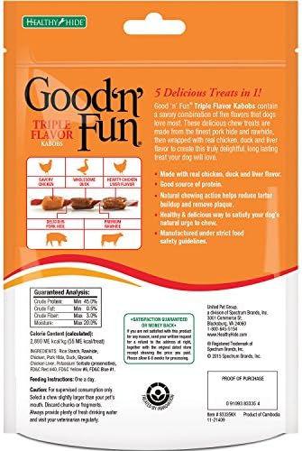 Good'N'Fun Triple Flavored Rawhide Kabobs for Dogs, 4-Ounce (Pack of 2)