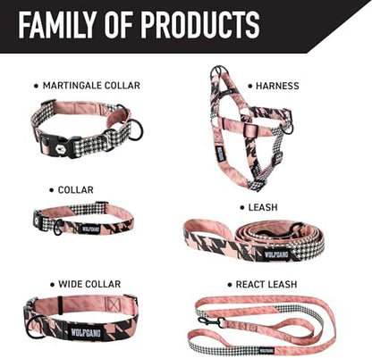 Wolfgang Heavy Duty Martingale Dog Collar with Quick Release Nylon Buckle for Walking & Training, HoundsPink Print, Medium