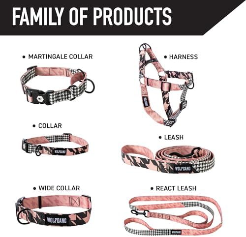 Wolfgang Heavy Duty Martingale Dog Collar with Quick Release Nylon Buckle for Walking & Training, HoundsPink Print, Small