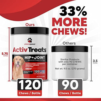 Glucosamine for Dogs Hip and Joint Supplement - Arthritis Support 120 Chews
