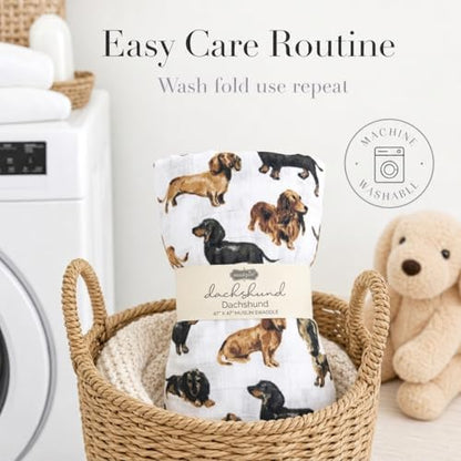 Mud Pie Dachshund Muslin Swaddle Blanket, Baby Blanket