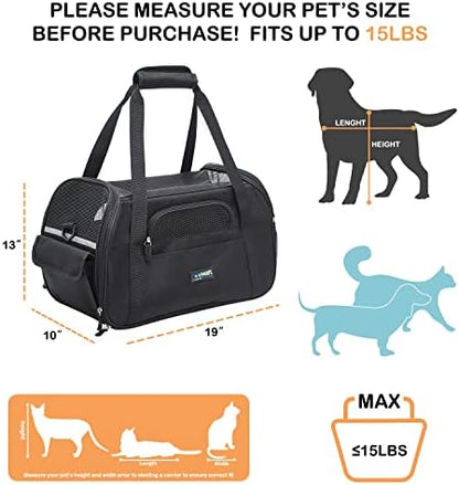 JESPET Soft-Sided Airline-Approved Dog & Cat Carrier Travel Bag
