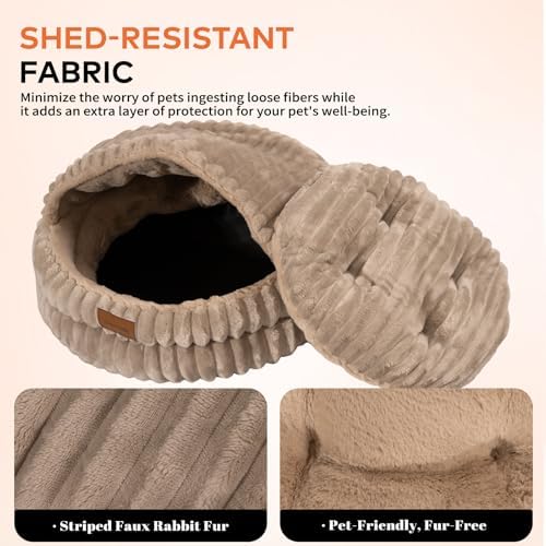 CHEERPALS Cat Cave Bed for Indoor Cats Covered Hooded Pet Bed with Cushion
