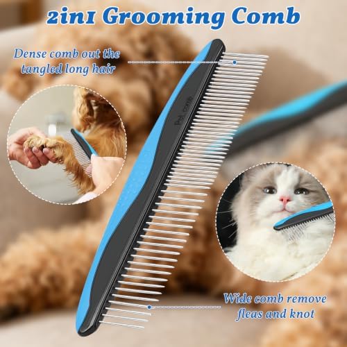 Dog Brush for Shedding - Undercoat Rake for Dogs Deshedding Brush Double-Sided Dematting Comb Pet Pro Grooming Tool Removes Knots Mats Tangled Hair