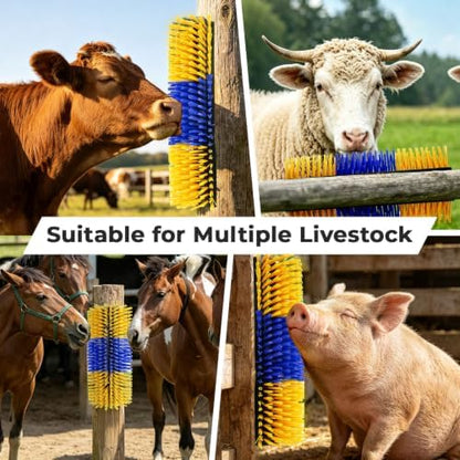 2PCS Horse Scratcher Goat Brush Post, Livestock Scratching Brushes